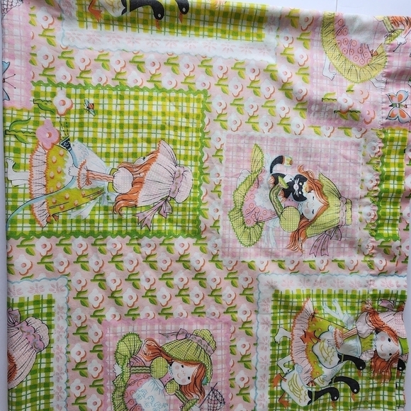 70s Katie’s Patchwork by Sears Holly Hobbie Style Twin Flat Sheet by Sears - Picture 3 of 9